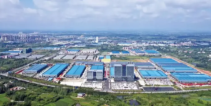 Wide aerial view of the special vehicle industrial base at Suizhou
