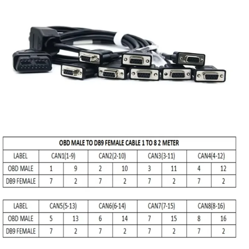 16 Pin OBD Cable to VGA DB9 Pin Female ST-SOC-608B — Nickel Plated Brass