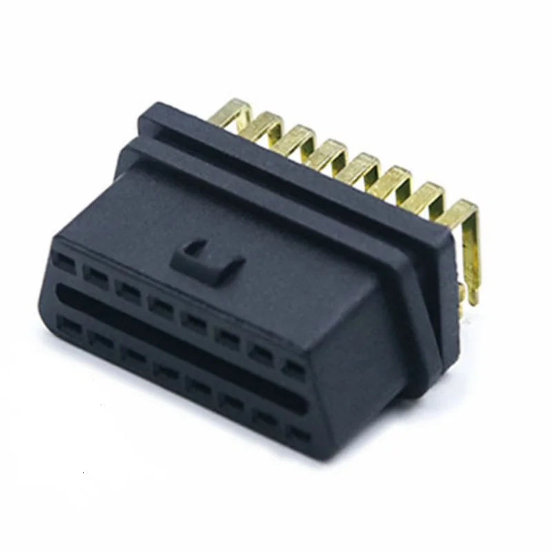 Right Angle OBD Connector Female 16 Pin ST-SOF-006D-V3 — Golden Plated Brass