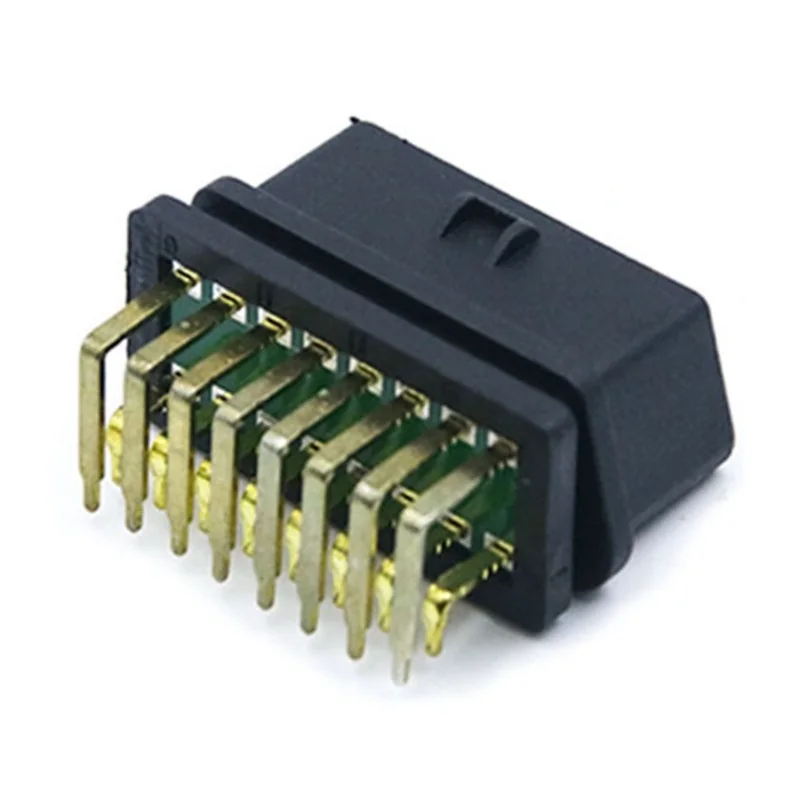 Right Angle OBD Connector Female 16 Pin ST-SOF-006D-V3 — Golden Plated Brass