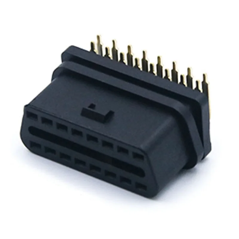 Right Angle OBD Connector Female 16 Pin ST-SOF-006X-V3 — Golden Plated Brass
