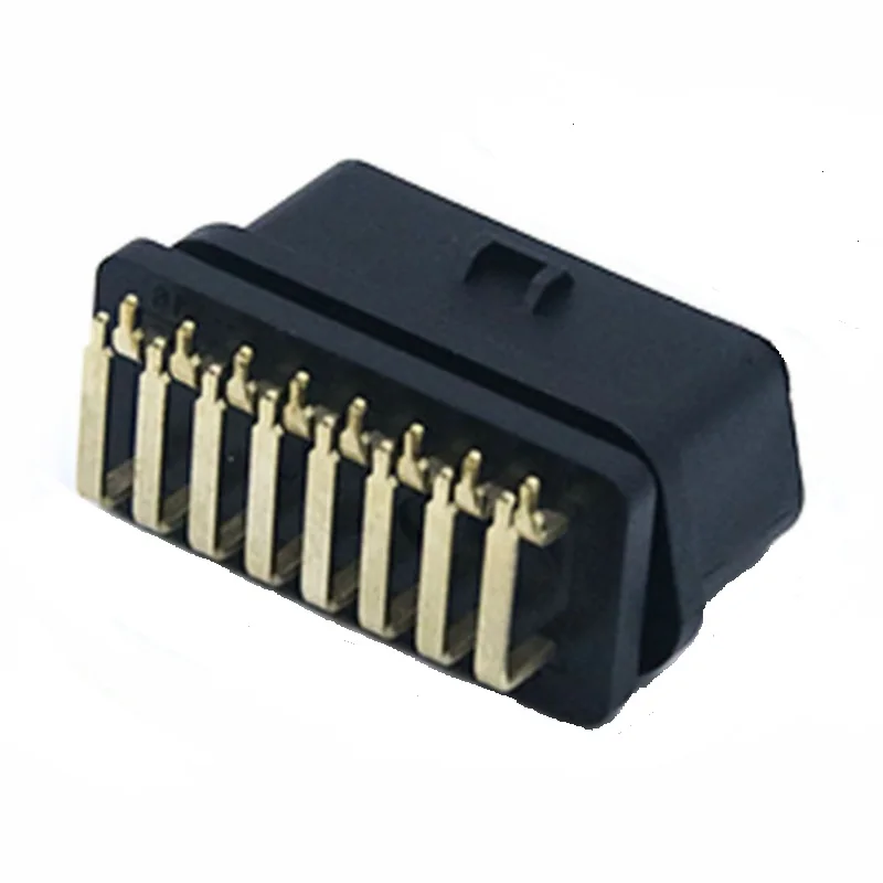 Right Angle OBD Connector Female 16 Pin ST-SOF-006X-V3 — Golden Plated Brass