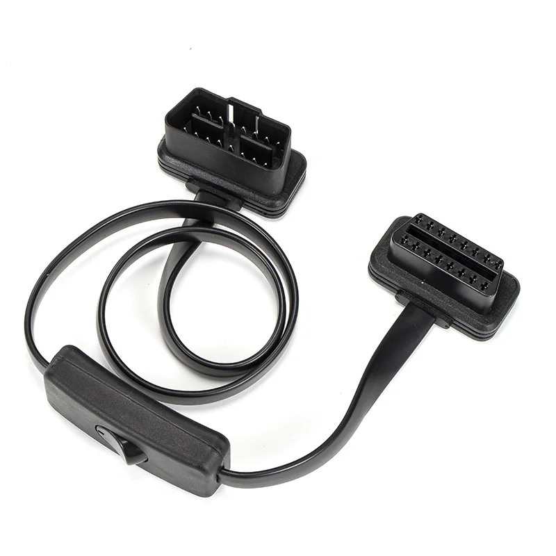 Low Profile Flat OBD Cable 16P 8C With Switch ST-SOC-501B — Nickel Plated Brass