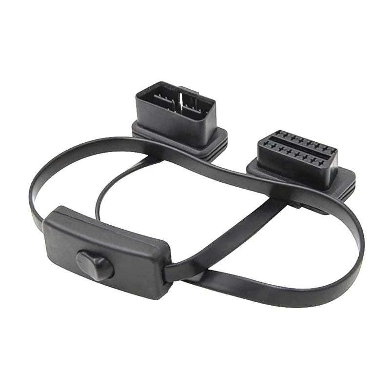 Low Profile Flat OBD Cable 16P 8C With Switch ST-SOC-501B — Nickel Plated Brass