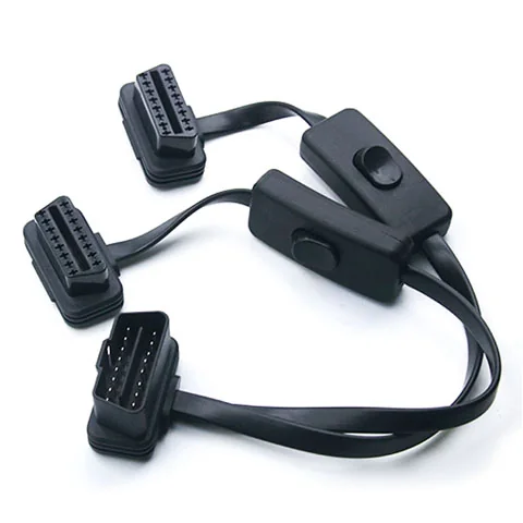 Low Profile Flat OBD Cable 16P 8C 2 In 1 With Switch ST-SOC-504A — Nickel Plated Brass