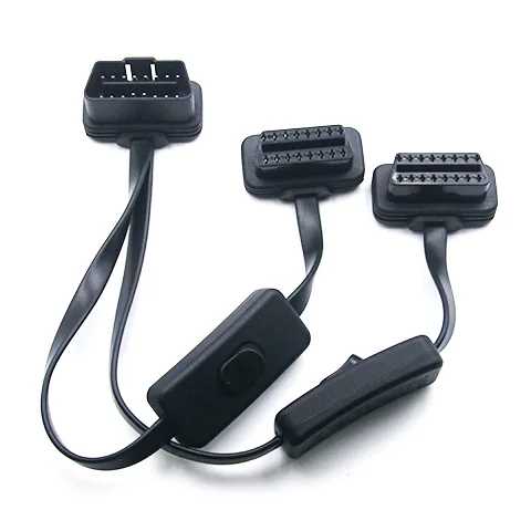 Low Profile Flat OBD Cable 16P 8C 2 In 1 With Switch ST-SOC-504A — Nickel Plated Brass