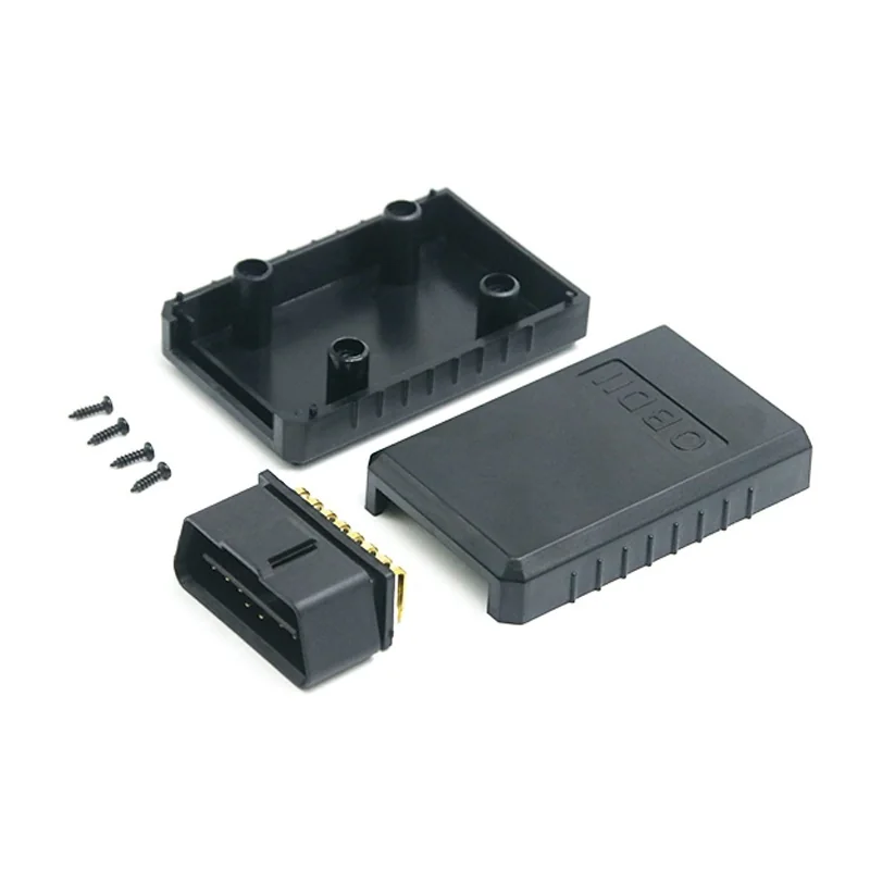 Right Angle 16 Pin Male OBD Connector with Cover ST-SOH-007 — Nickel Plated Brass