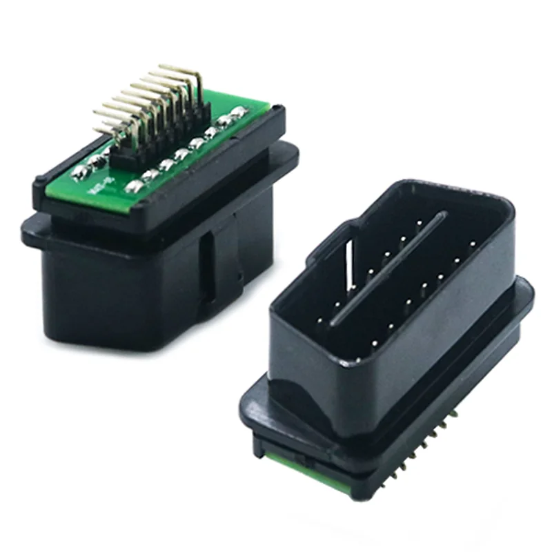 Right Angle OBD Connector Male 16 Pin ST-SOM-011A-D — Nickel Plated Brass