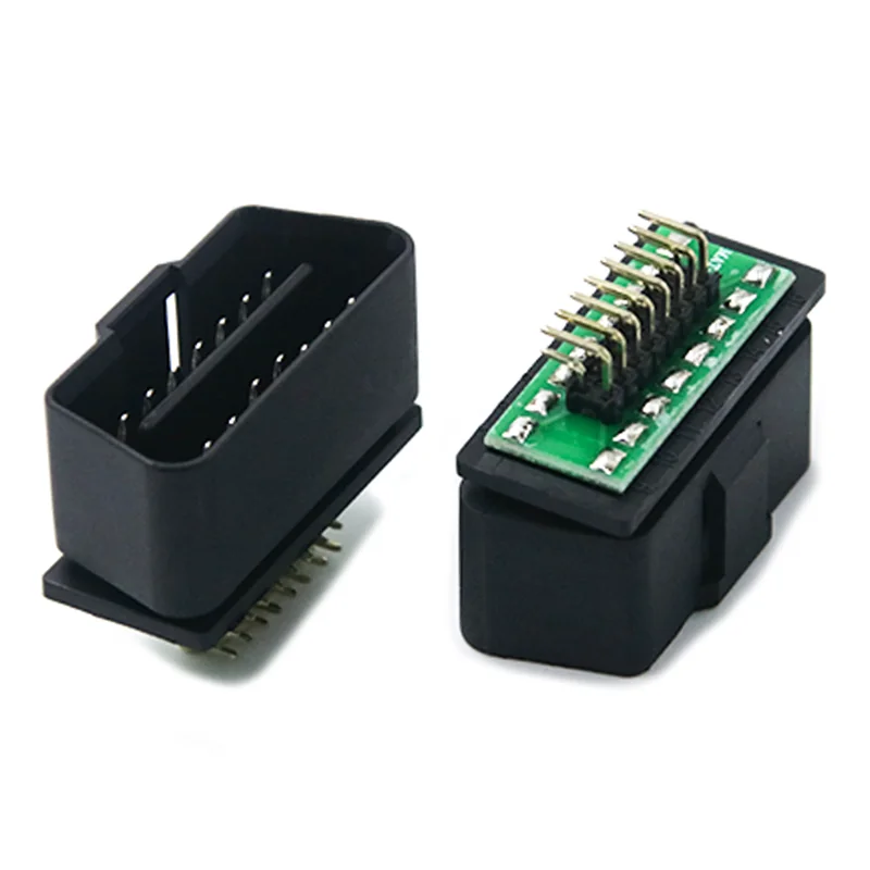 Right Angle OBD Connector Male 16 Pin ST-SOM-014A — Nickel Plated Brass