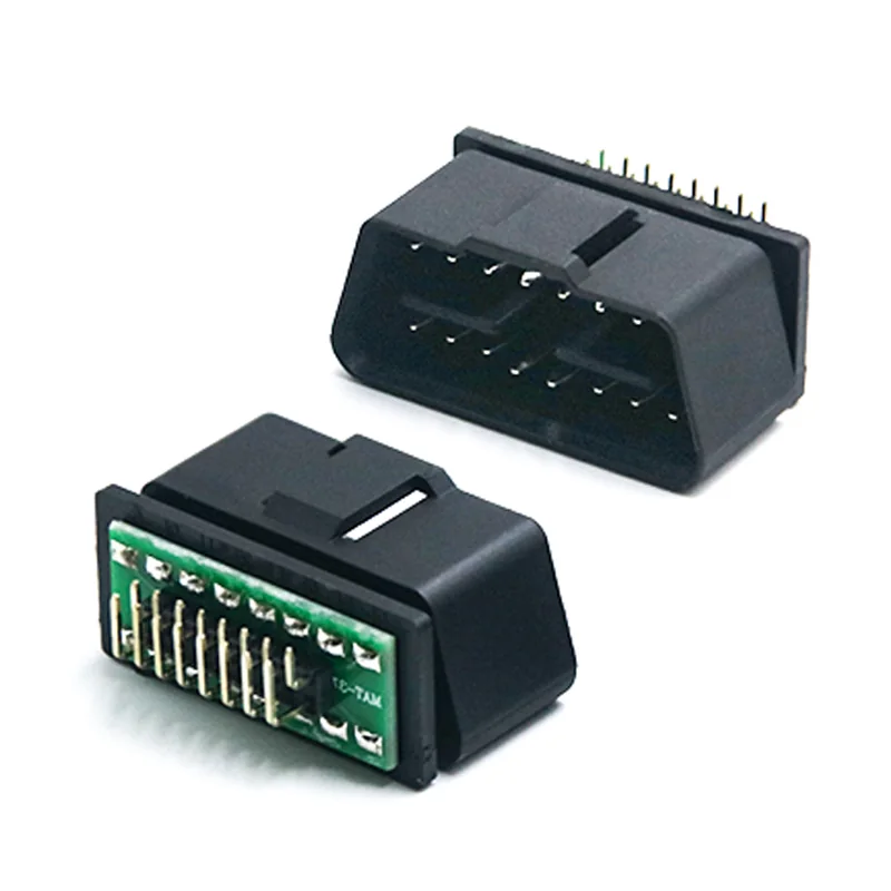 Right Angle OBD Connector Male 16 Pin ST-SOM-014B — Nickel Plated Brass
