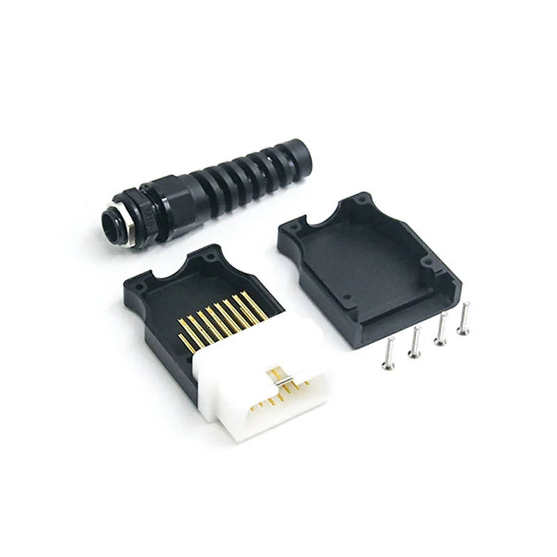 Spring Back OBD Connector Male 16 Pin ST-SOM-101C — Golden Plated Brass
