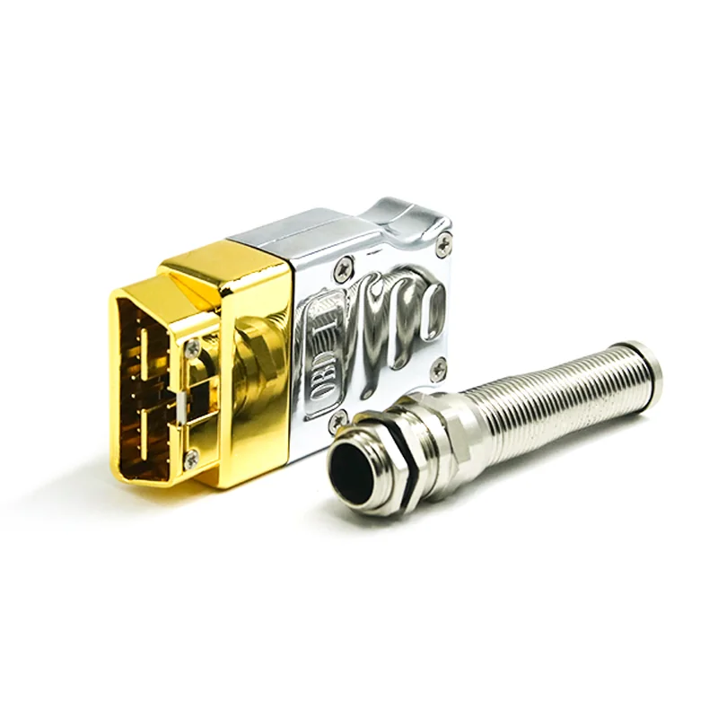 Alloy Metal OBD Connector Male 16 Pin ST-SOM-101H — Golden Plated Brass