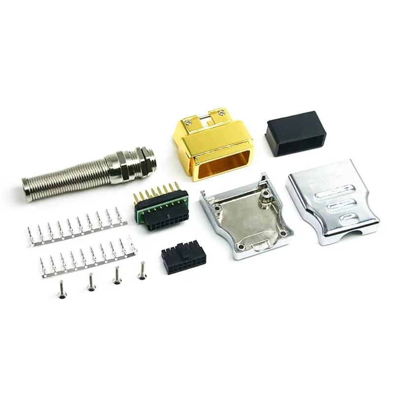 Alloy Metal OBD Connector Male 16 Pin ST-SOM-101H — Golden Plated Brass