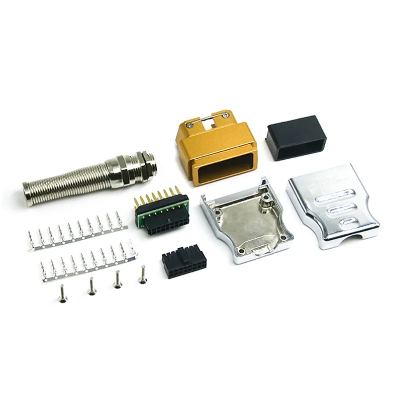 Alloy Metal OBD Connector Male 16 Pin ST-SOM-101S — Golden Plated Brass