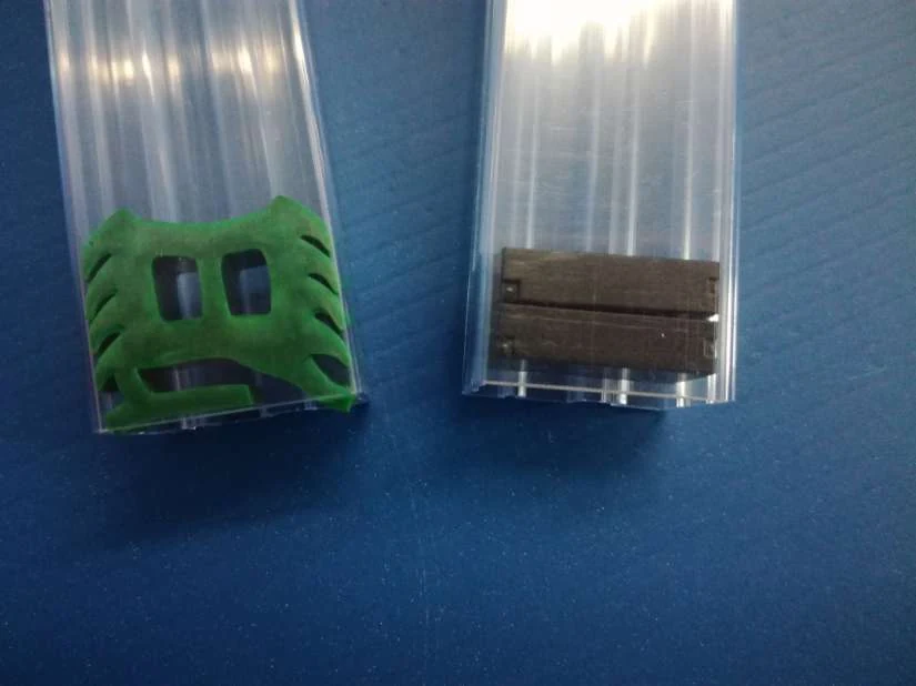 Blue and transparent anti-static tubes filled with electronic components