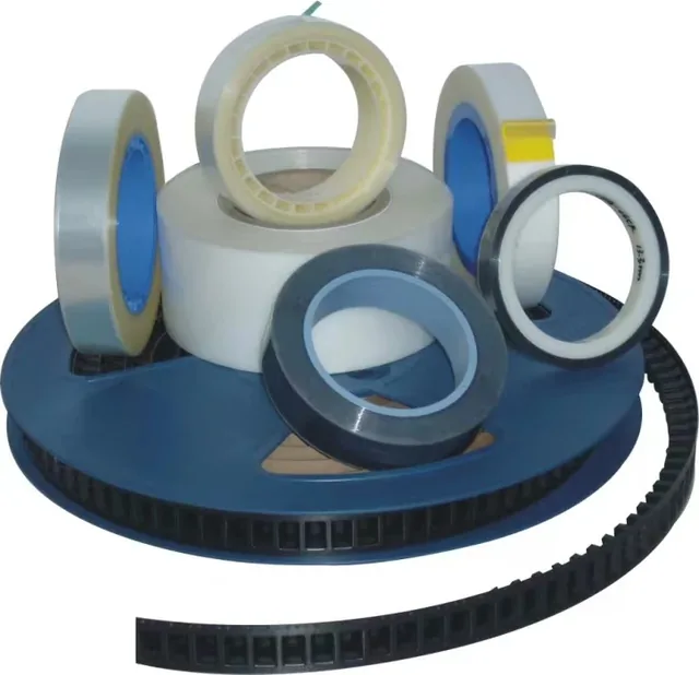 Transparent carrier tape material being slit into narrow sheets