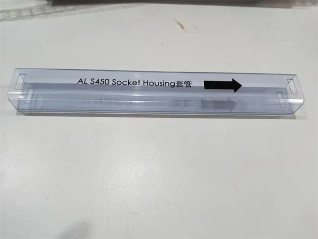 Blue and transparent IC packing tubes filled with integrated circuits and electronic components