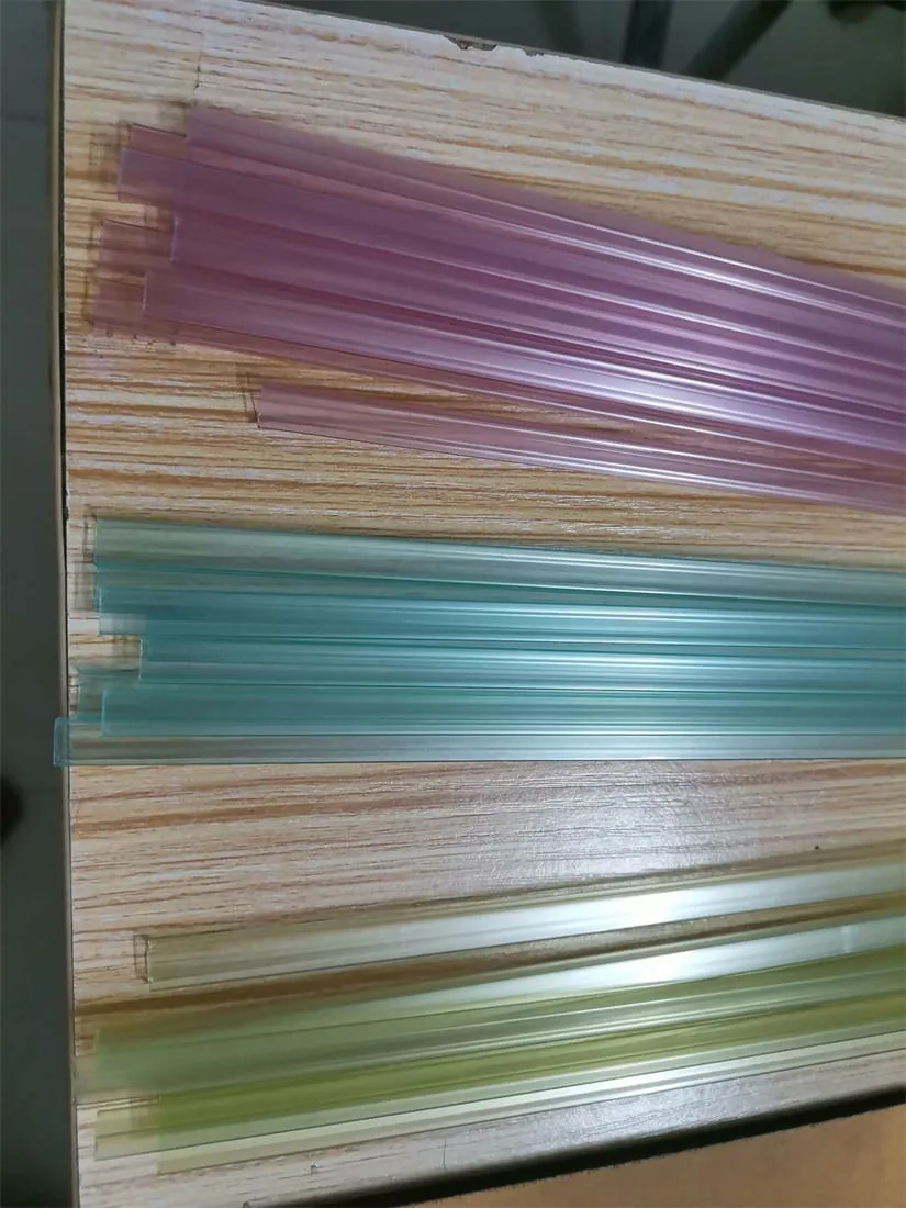 Blue and red color anti-static plastic tubes filled with electronic components