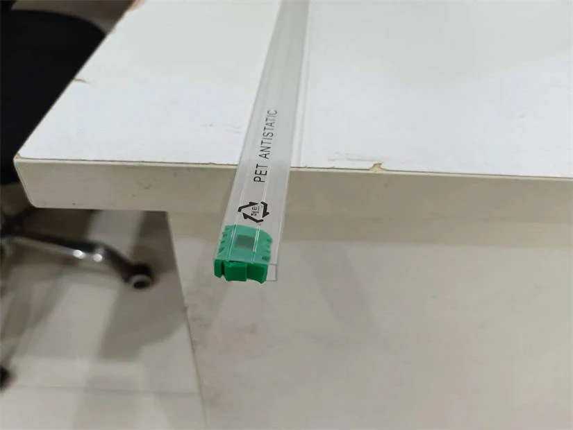 Cartons of IC component tubes packed for export, labeled with product details