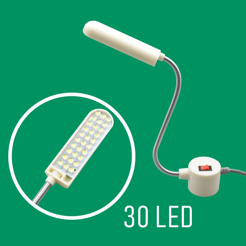 AOM H-30A sewing machine LED light mounted on a machine head with 30 SMD LEDs visible