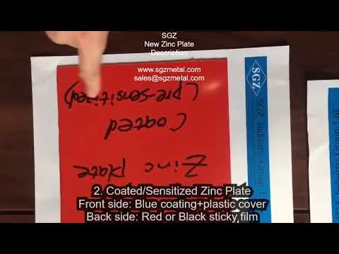 New Zinc Plate Description With Red Film On The Back