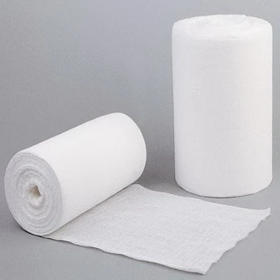 Absorbent gauze roll in bleached cotton for dressing converters
