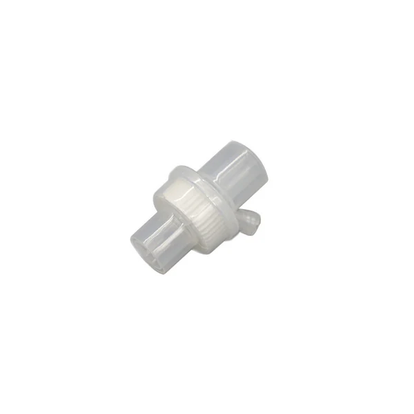 HMEF gas monitoring luer port with retainer strap