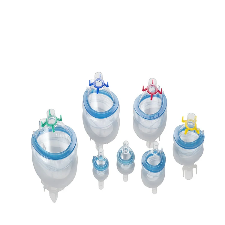 Air cushion anaesthesia mask size range with colour coded connectors
