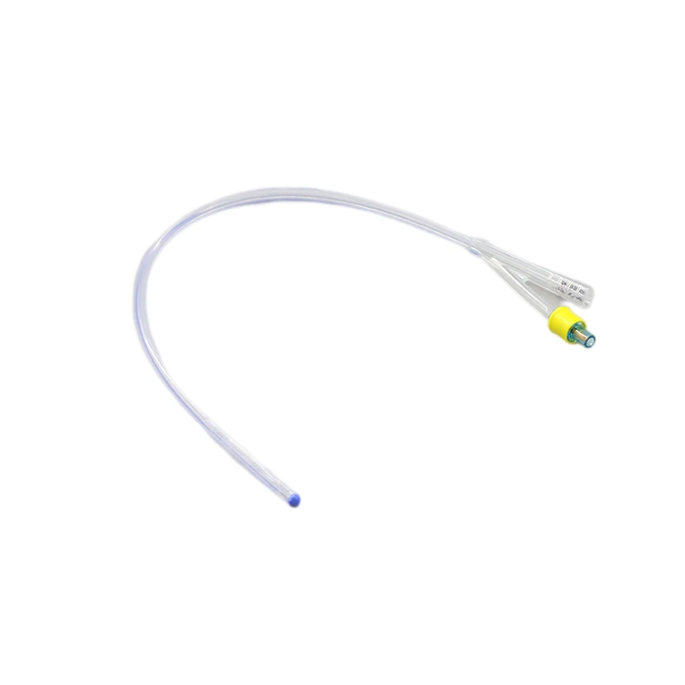 Three way silicone Foley catheter for continuous irrigation