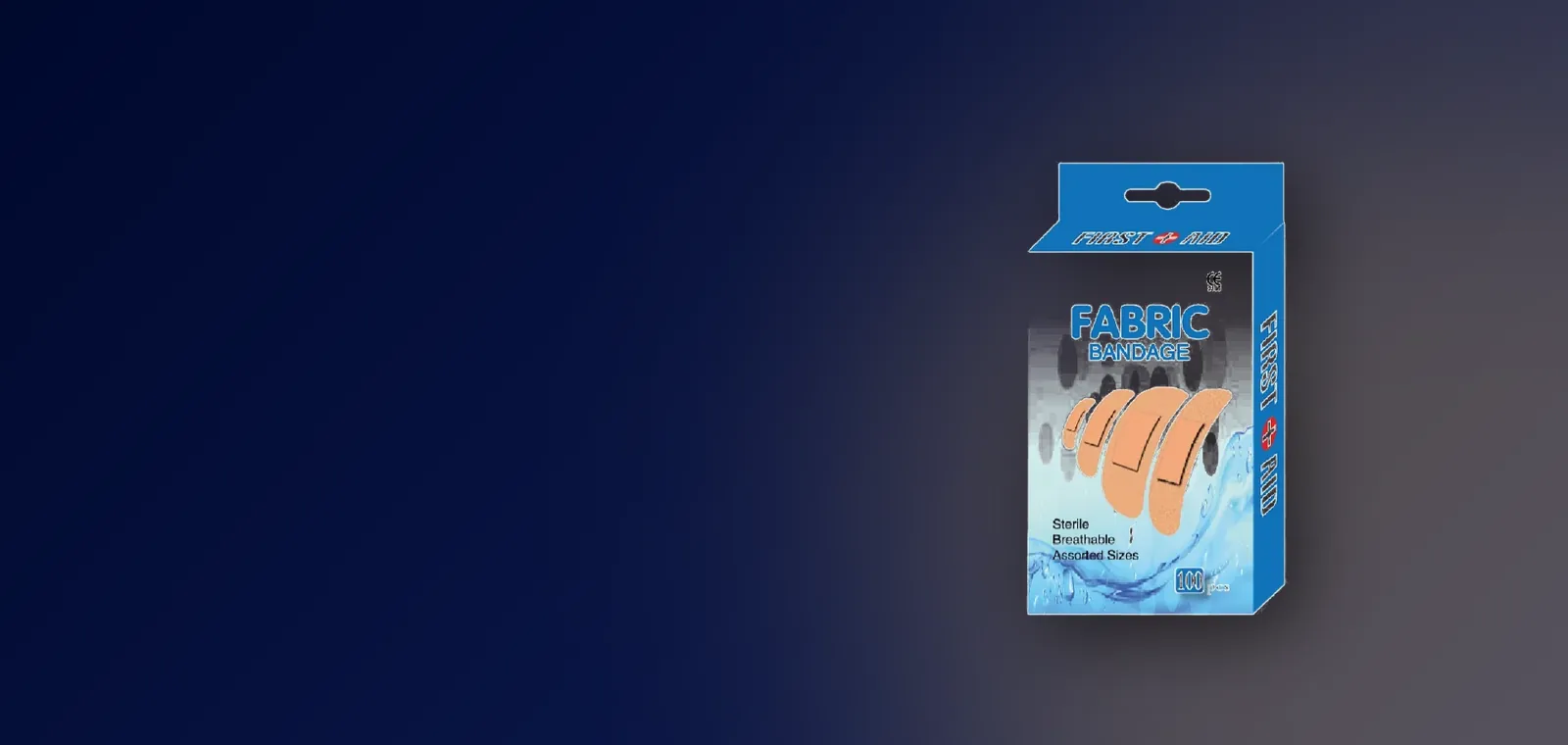 Fabric wound plasters in assorted sizes