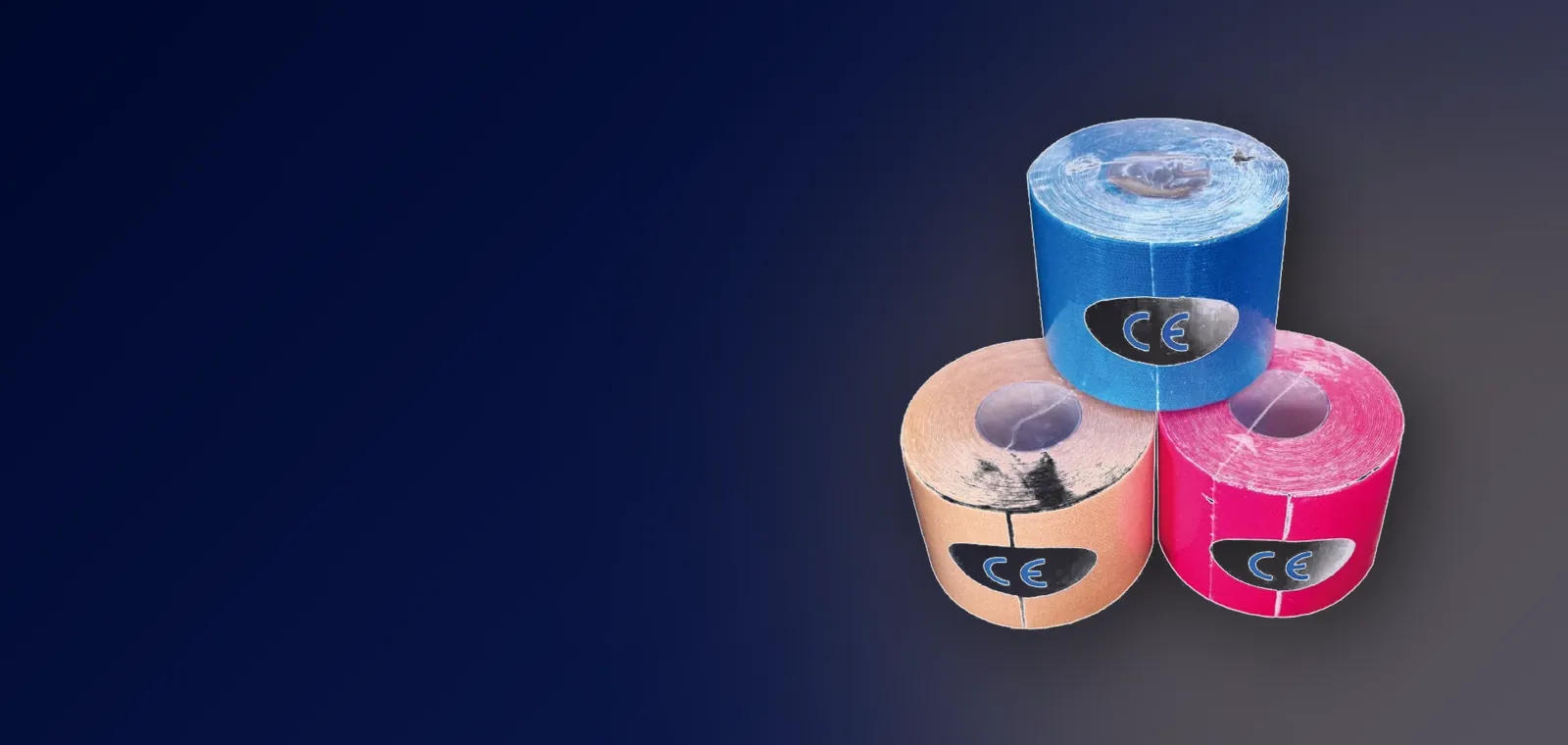 Kinesiology tape rolls in assorted colours