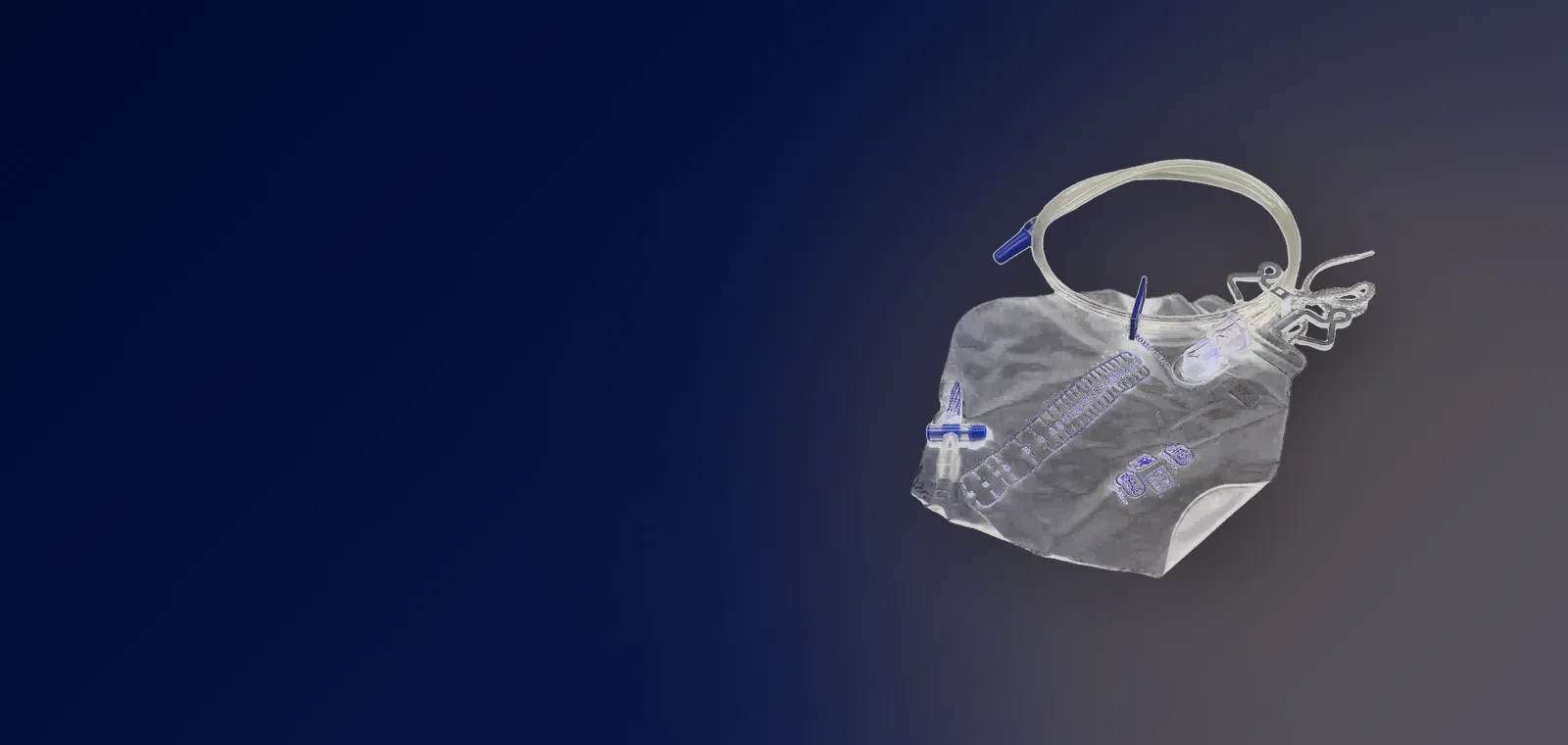 Luxury urine bag CZL105 with flutter drip chamber and rope hanger