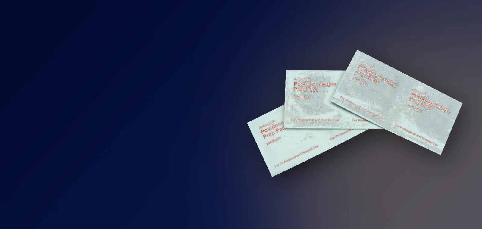 Povidone iodine prep pads in sealed sachets