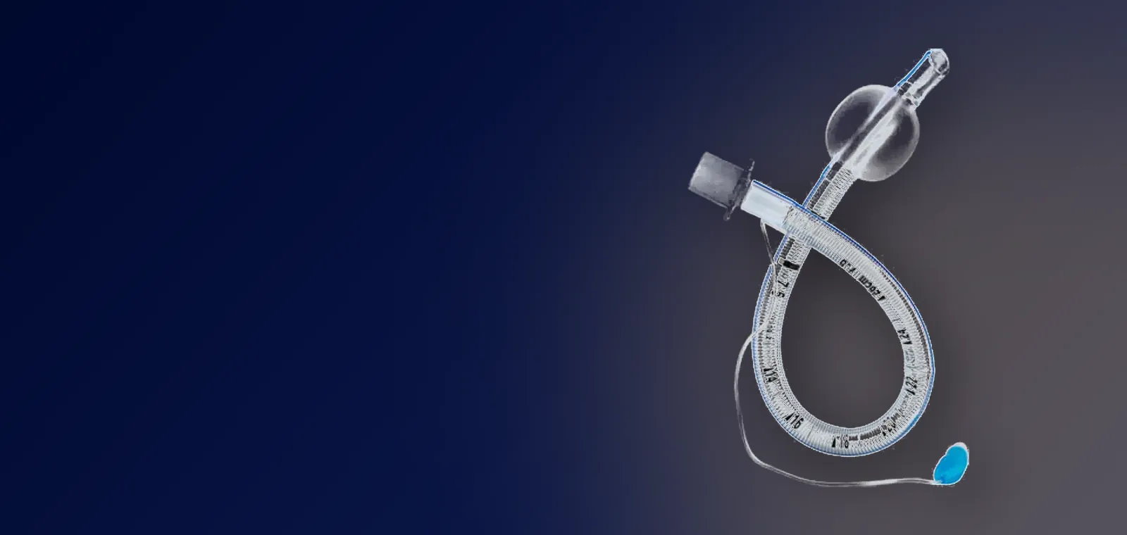 Reinforced cuffed endotracheal tube showing spiral wall reinforcement