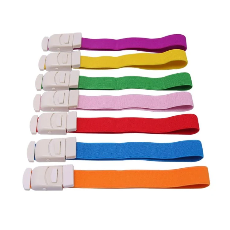 Buckle tourniquet band coiled with buckle fastened