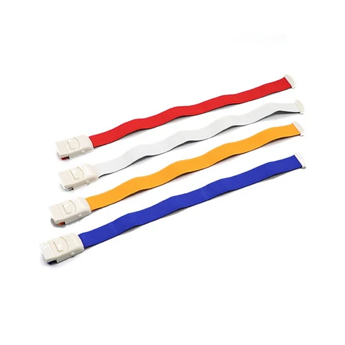 Buckle tourniquet colour range including blue red green and orange bands