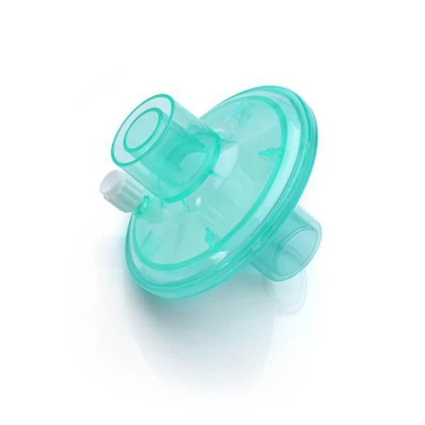 Disposable bacterial and viral breathing filter with luer port