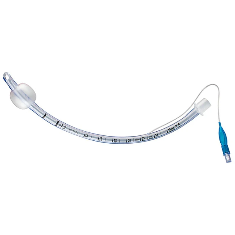 Cuffed endotracheal tube with inflation line and pilot balloon