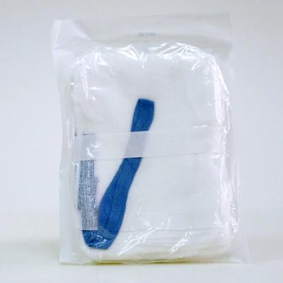 Laparotomy sponges in 4 ply cotton gauze with blue tape loop