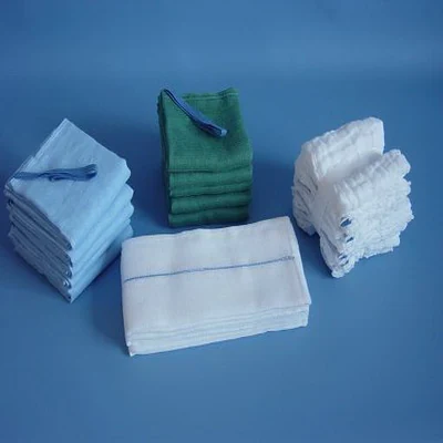 Sterile lap sponge pouch containing five folded cotton sponges