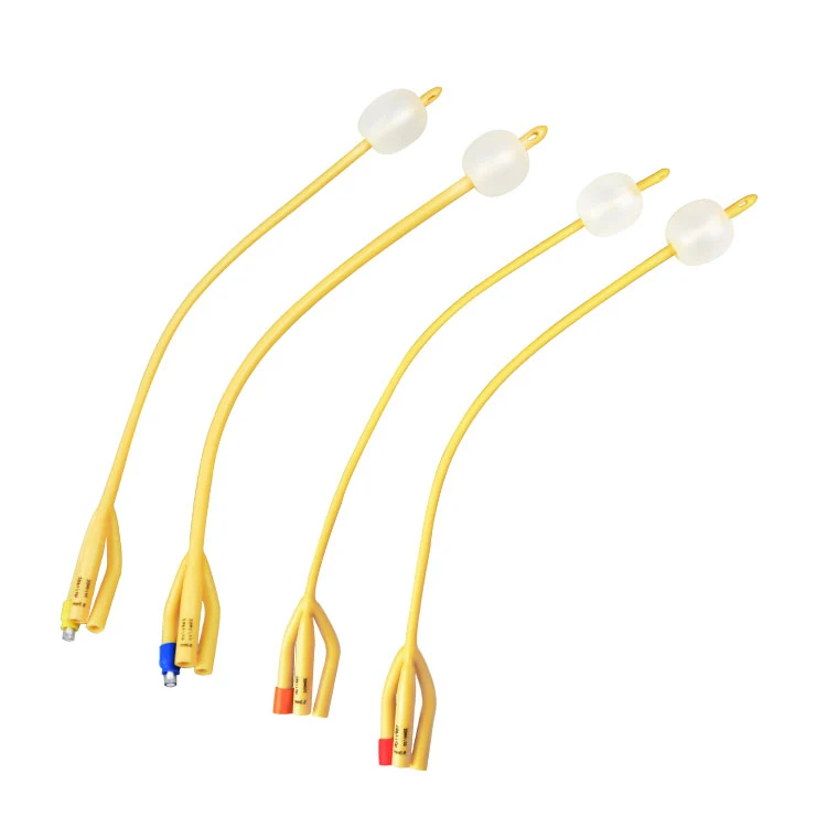 Three way latex Foley catheter with irrigation drainage and balloon ports