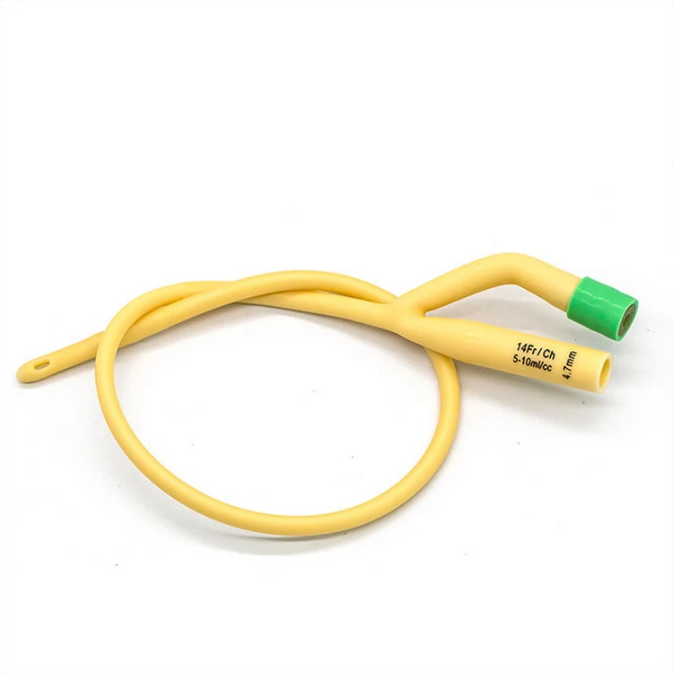 Two way silicone coated latex Foley catheter with closed tip