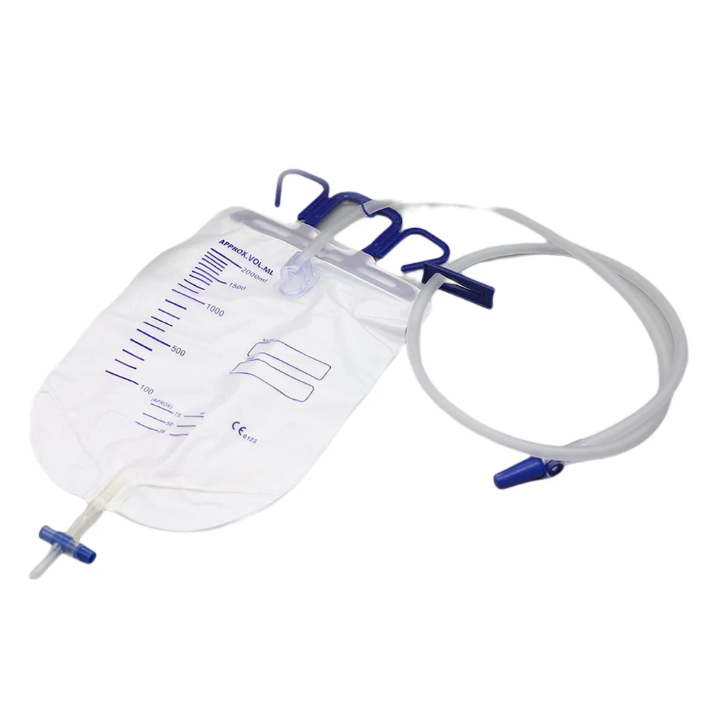 Luxury urine bag CZL108 with slide clamp and double hook