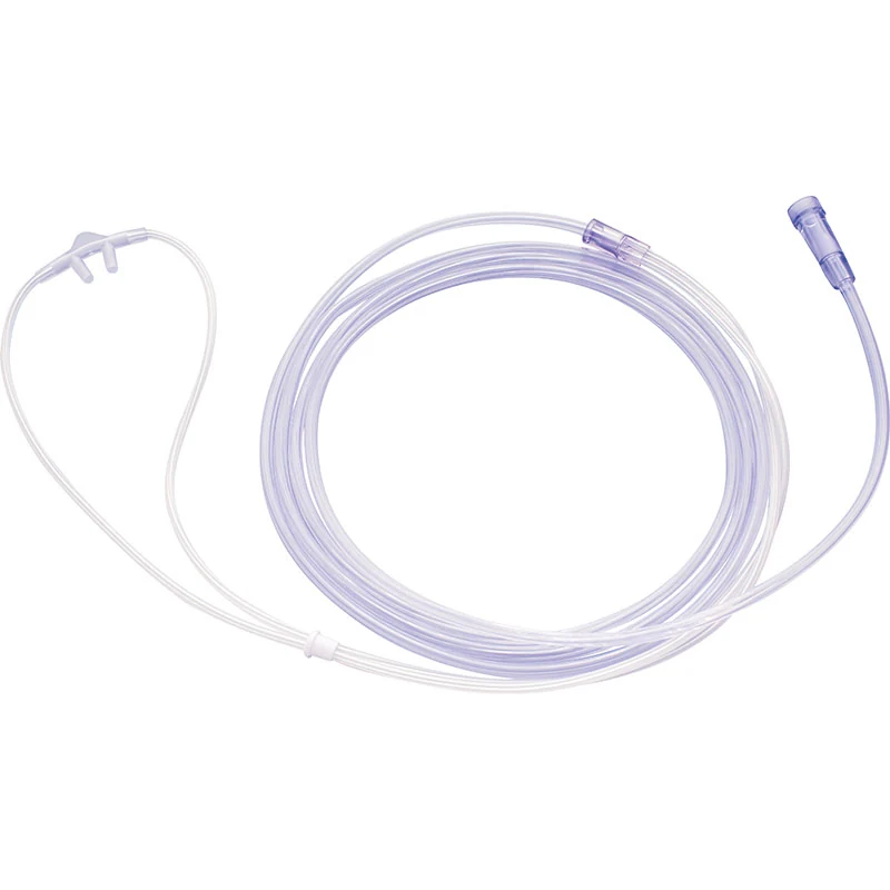 Nasal oxygen cannula with over-the-ear tubing and nasal prongs