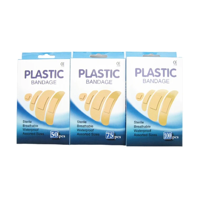 Plastic bandage strips with absorbent pad