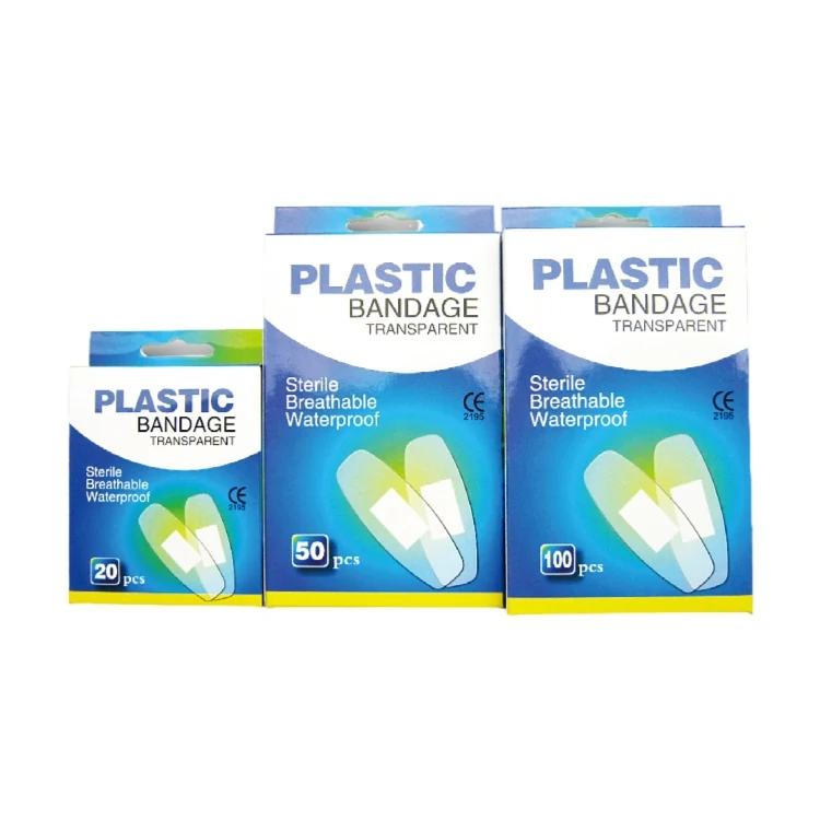 Plastic bandage adhesive backing detail