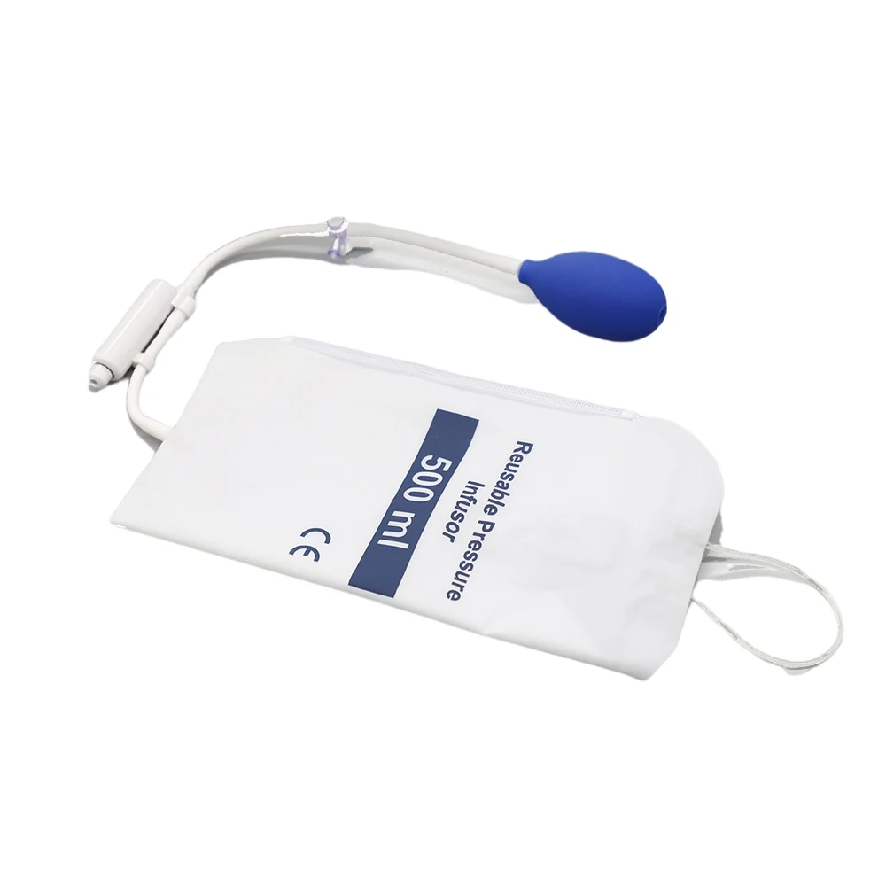 Reusable pressure infusion cuff with inflation bulb and gauge