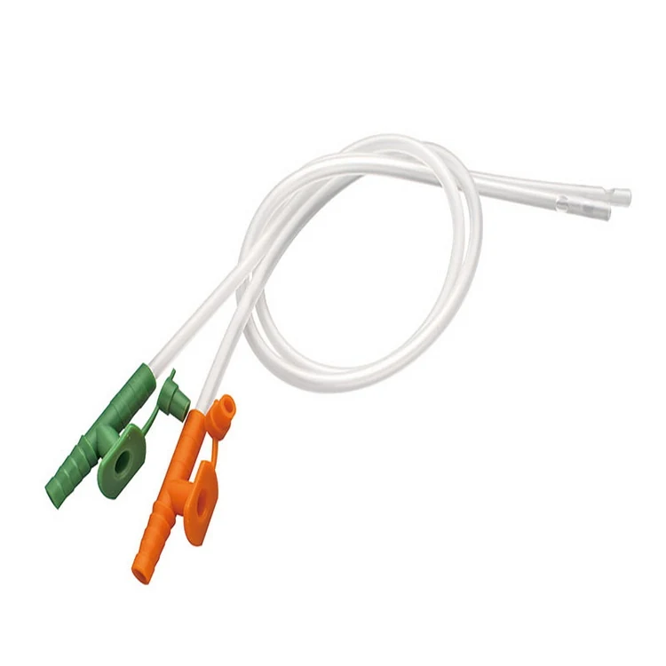 Suction catheters with green and orange vacuum control connectors