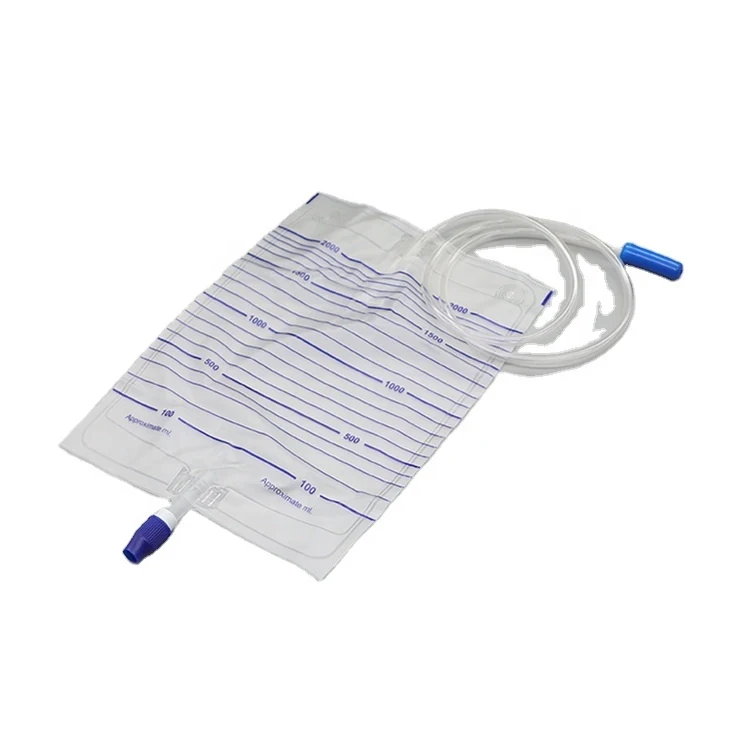 2000 ml transparent urine drainage bag with twist outlet valve