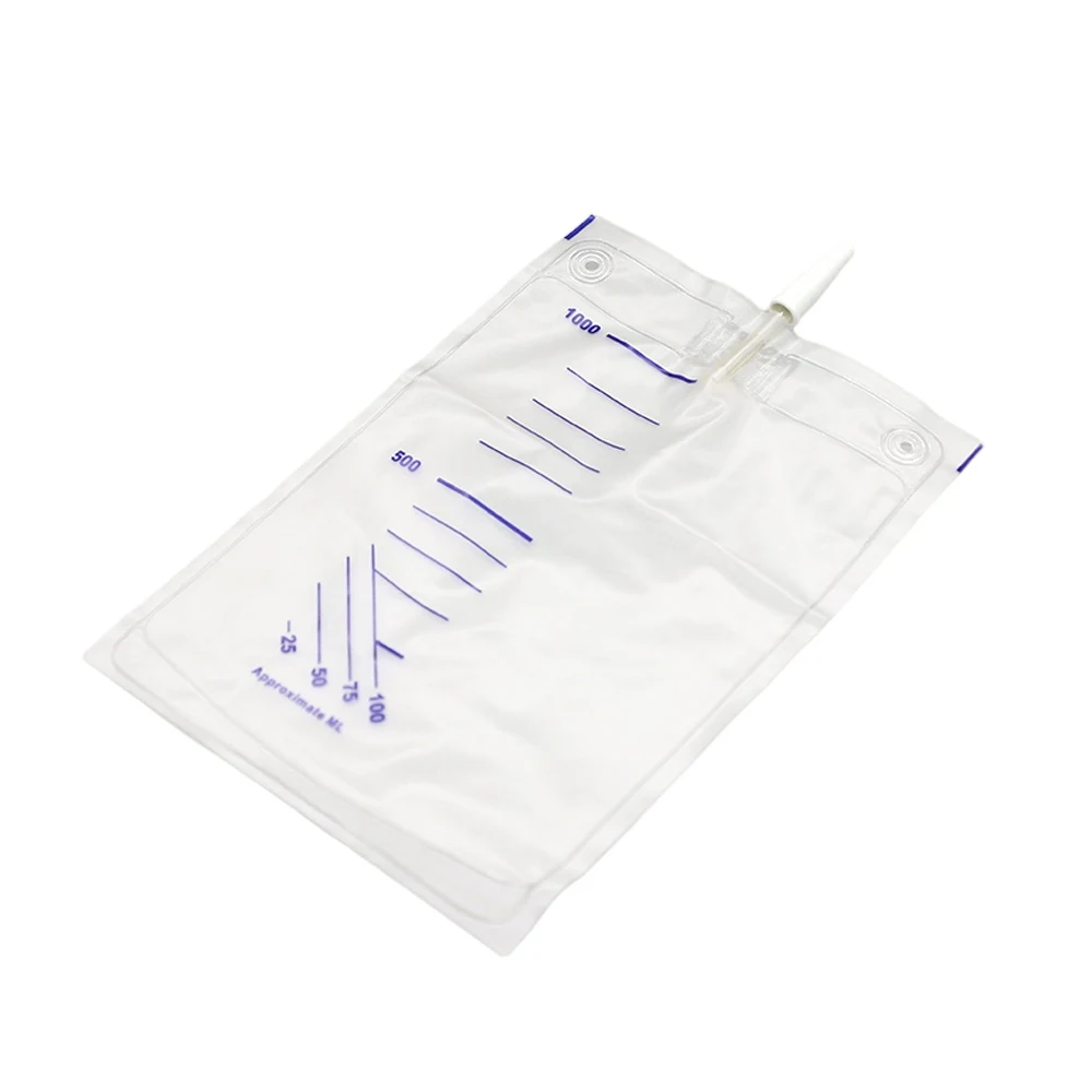 1000 ml translucent PVC urine bag without outlet with capped inlet joint